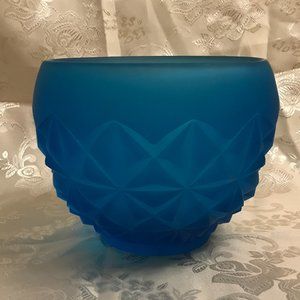 VTG Blue Satin Monticello Bowl Manufactured by Indiana Glass Company